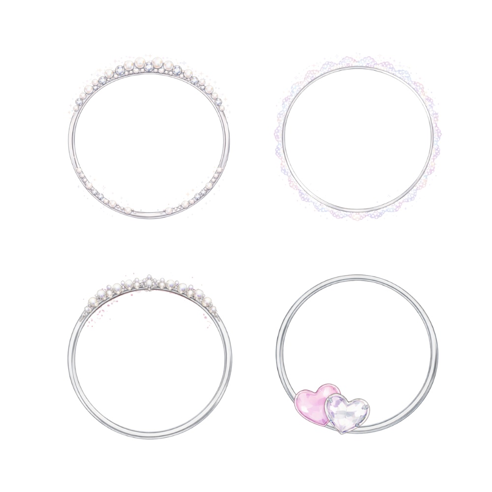 【アイコンリング素材】クリアパール|上品・透明感|透過PNG|4点セット
