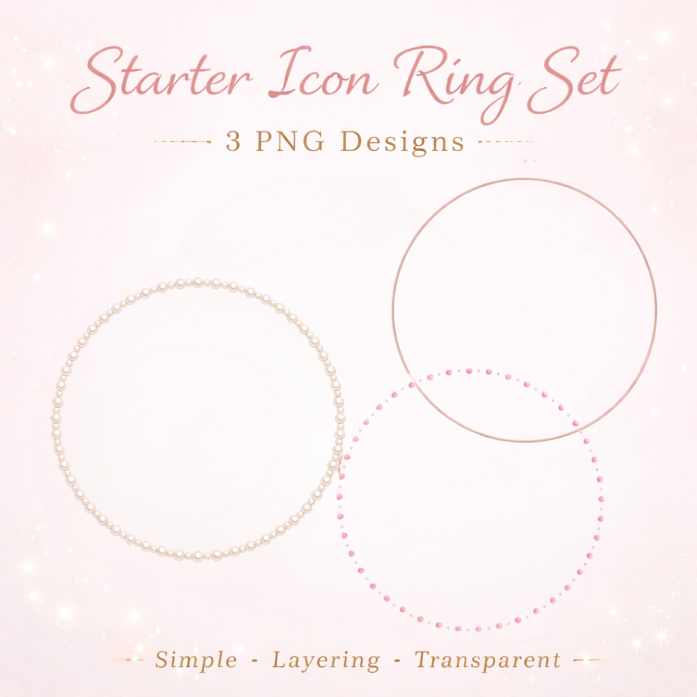 ピンクゴールド アイコンリング ミニパック（3点） ― 重ね使い向け・スターターセット ―