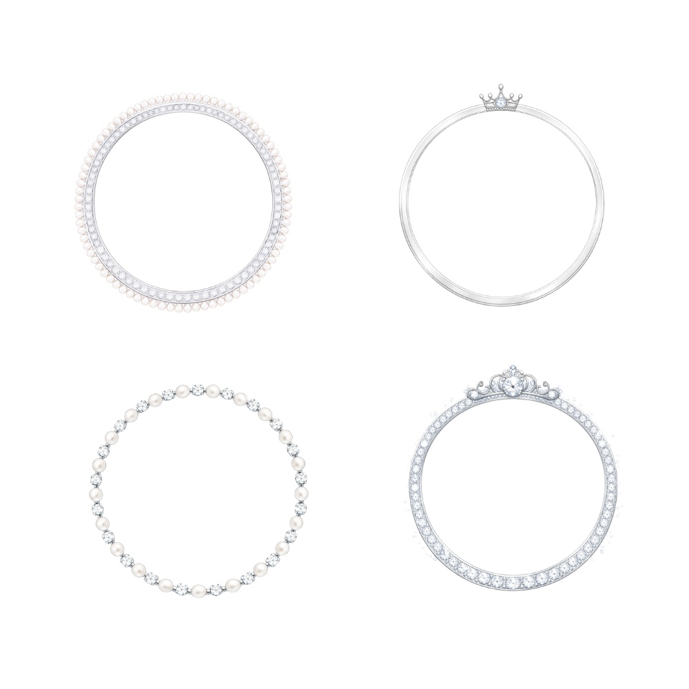 ロイヤル プリンセス アイコンリング 4点セット|シルバー パール&ダイヤ