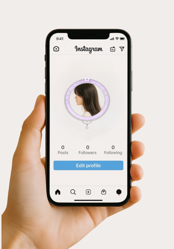 フラワー&リボン アイコンリング 4点セット 上品ガーリー・アクセサリー風フレーム PNG