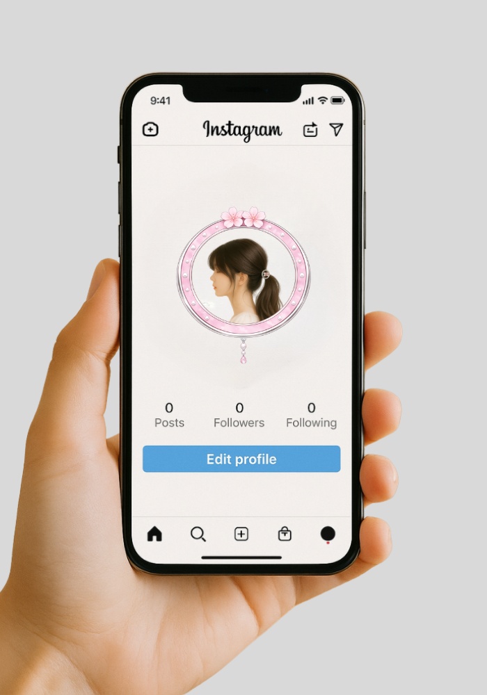 フラワー&リボン アイコンリング 4点セット 上品ガーリー・アクセサリー風フレーム PNG