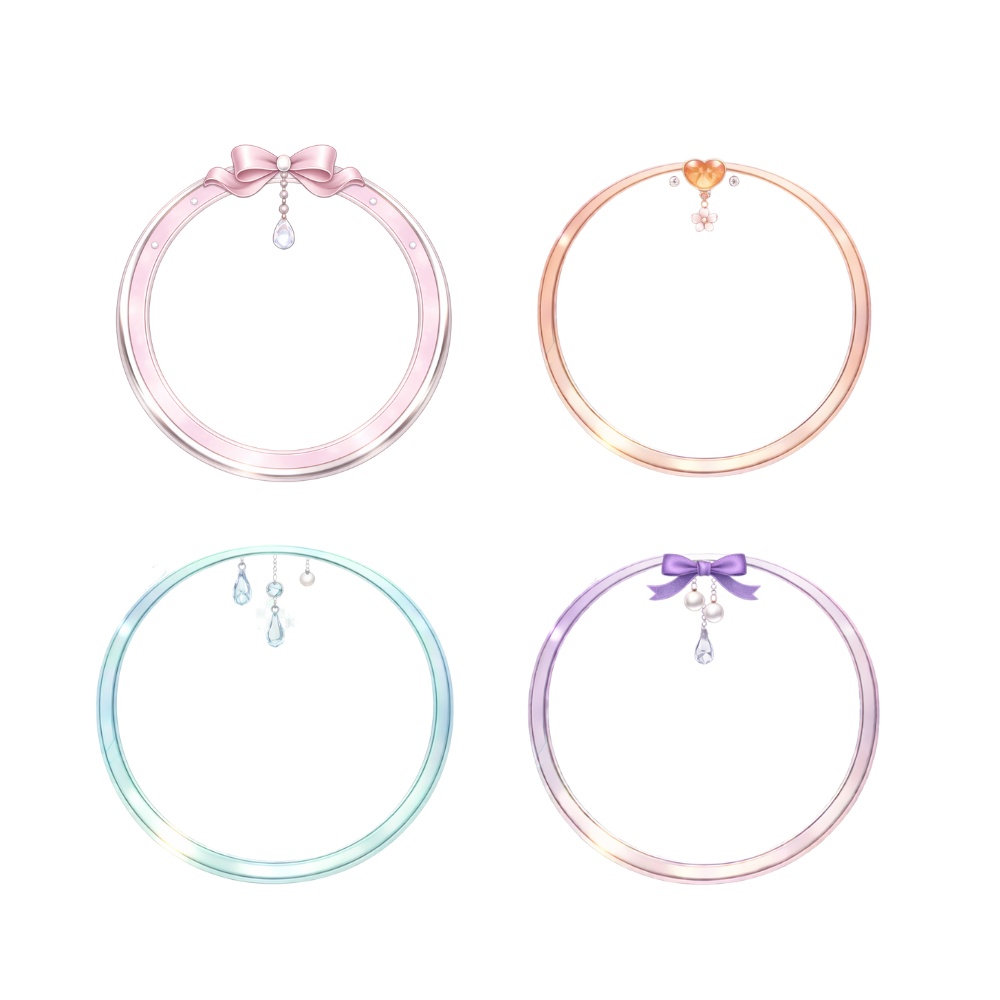 パステルプリンセス アイコンリング 4点セット| 淡色プリンセス・姫かわ・上品ガーリーアイコンリング