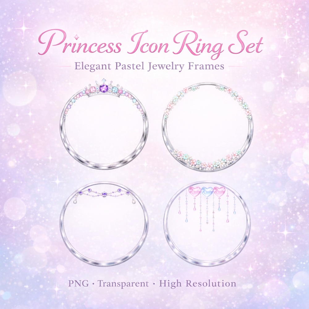 プリンセス・パステルアイコンリング 4点セット