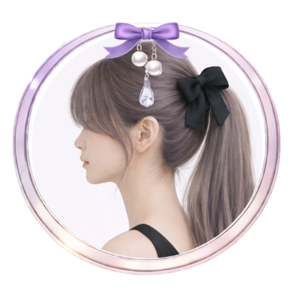 上品ガーリー アイコンリング×人物素体合成 3点セット ― リボン&パール|横顔アイコン素材 ―