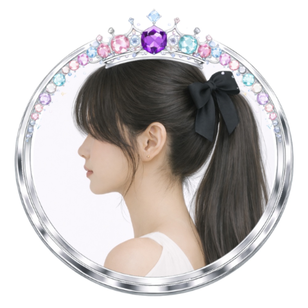 上品ガーリー アイコンリング×人物素体合成 3点セット ― リボン&パール|横顔アイコン素材 ―