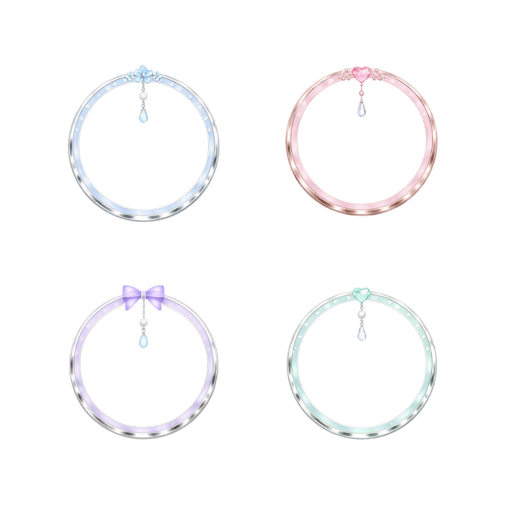 パステルプリンセス アイコンリング 4点セット |(ピンク・ブルー・ラベンダー・ミント)