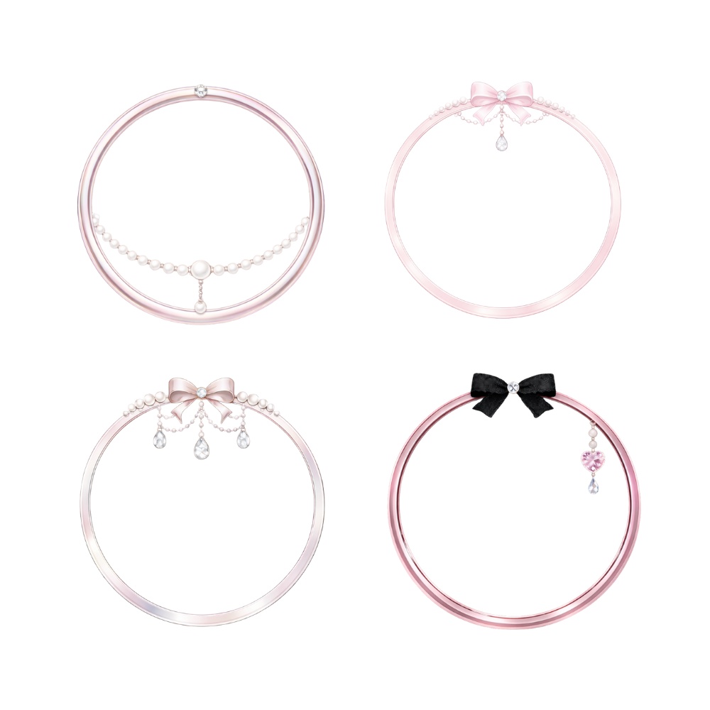 ふわふわリボンとパールの上品ガーリーアイコンリング4点セット