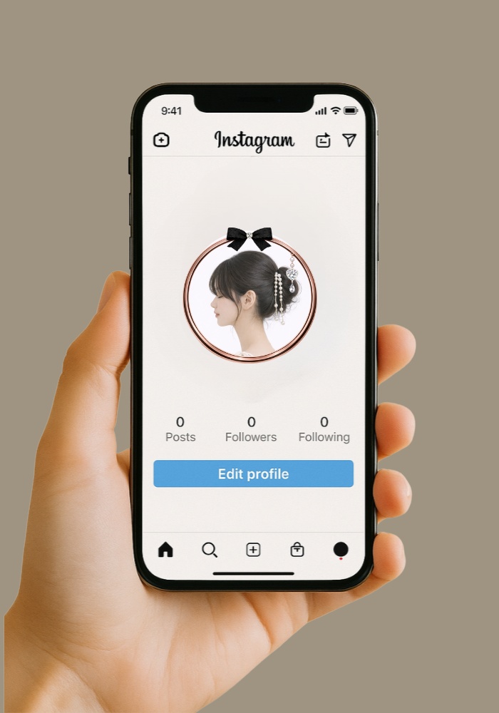ブラックツイードリボンとパールハートの上品プリンセスアイコンリング 7点セット