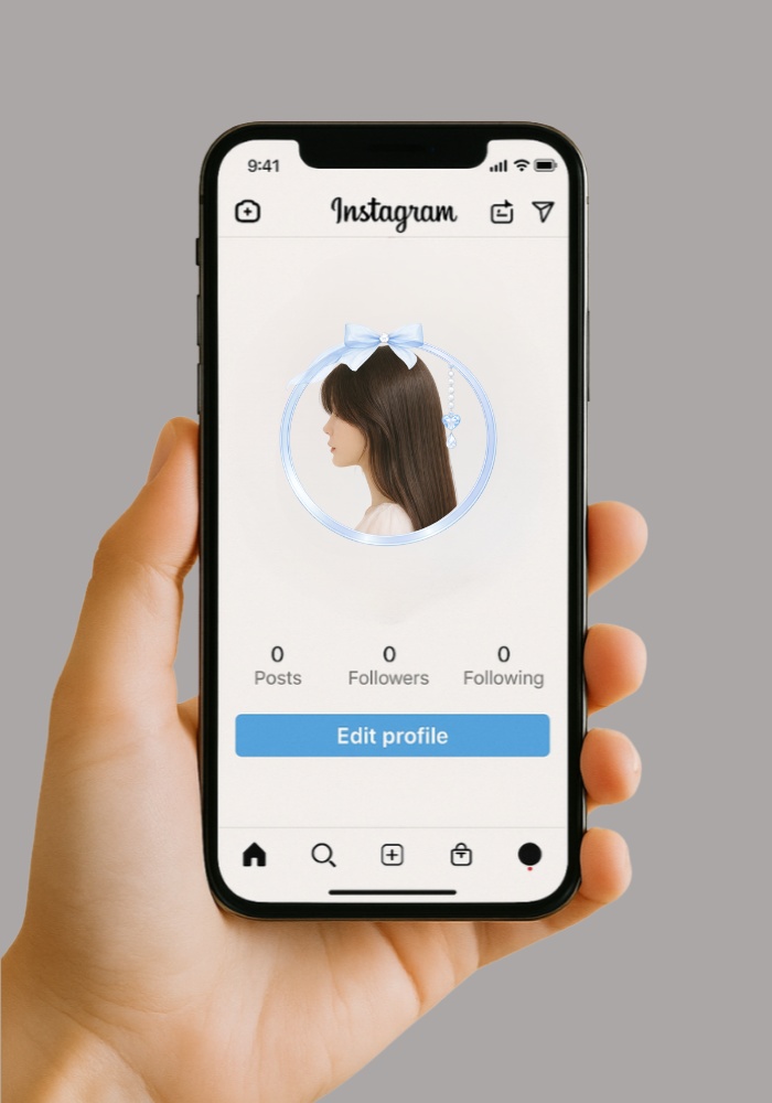 シフォンリボンと宝石のプリンセスアイコンリング 4点セット