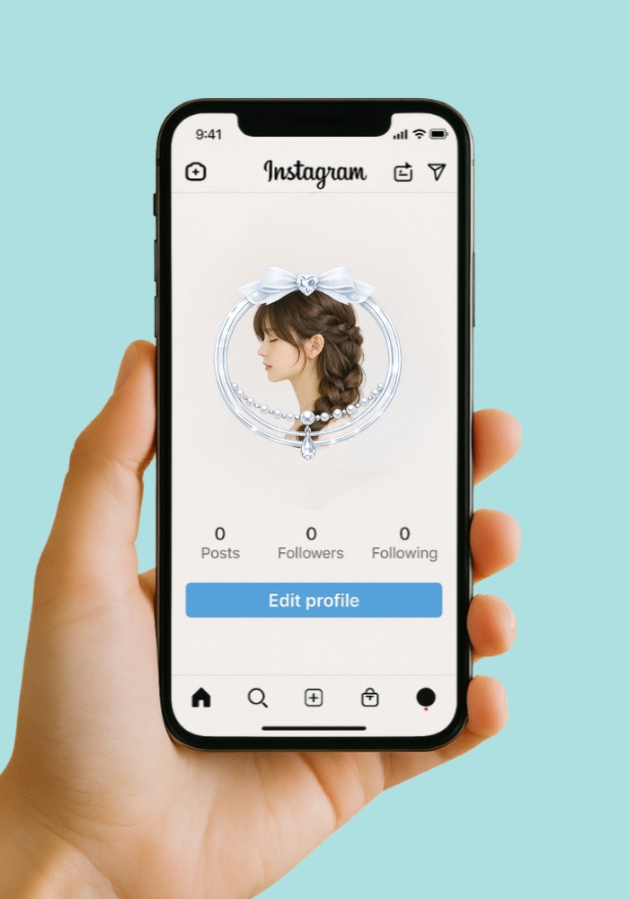 シフォンリボンと宝石のプリンセスアイコンリング素材|透過PNG|4点セット