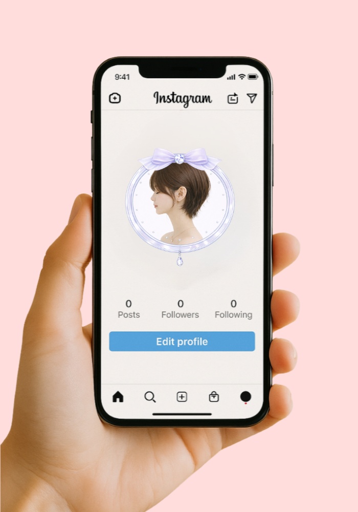 シフォンリボンと宝石のプリンセスアイコンリング素材|透過PNG|4点セット