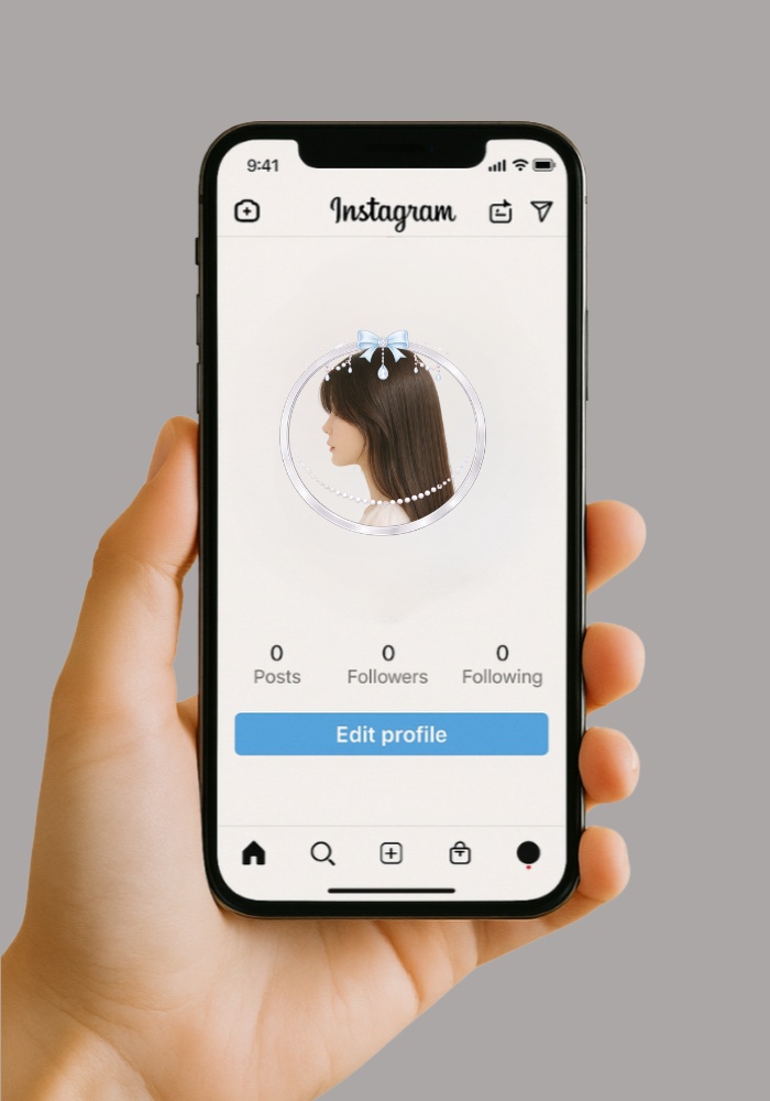 【アイコンリング】プリンセス|透過PNG|4点セット|リボン・ハート・パール・雫|上品ジュエリーフレーム