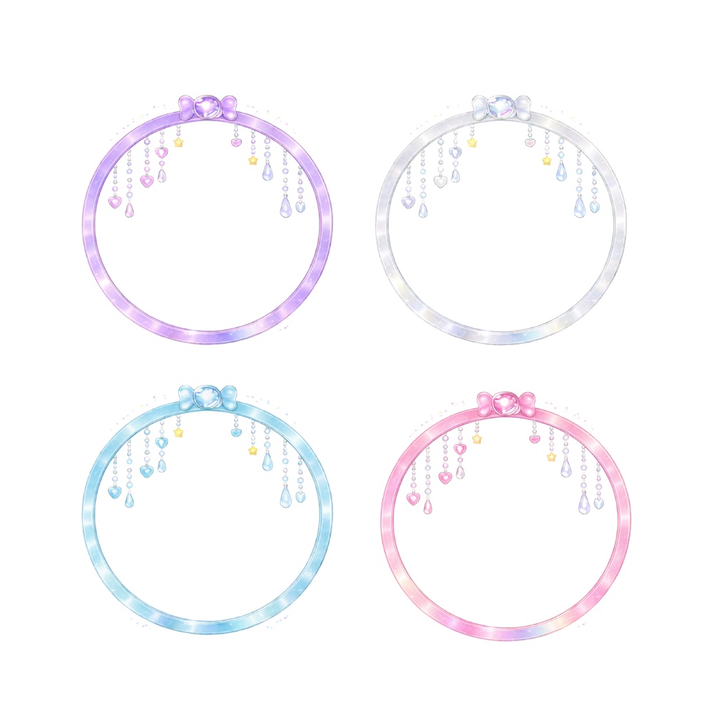 プリンセス アイコンリング |透過PNG|4点セット|ジャラジャラ装飾|パステルカラー ジュエリーフレーム