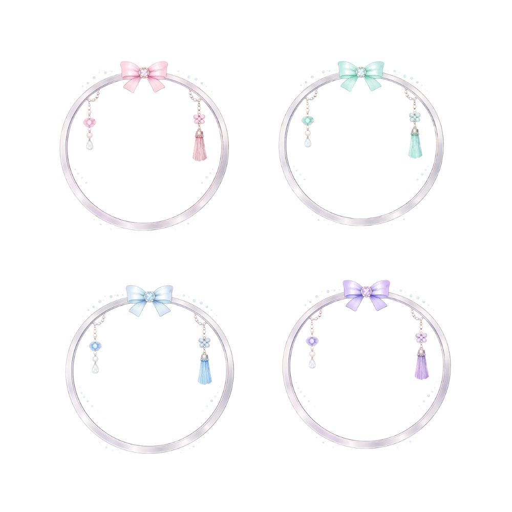 【アイコンリング】プリンセス|透過PNG|4点セット|リボン&タッセル 上品ジュエリーフレーム