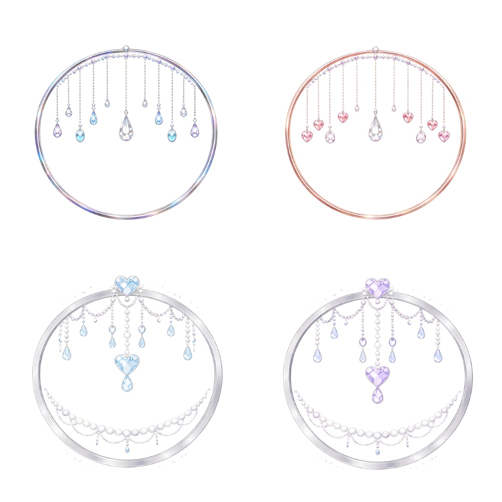 【アイコンリング】オーロラ クリスタル レイン|透過PNG|4点セット