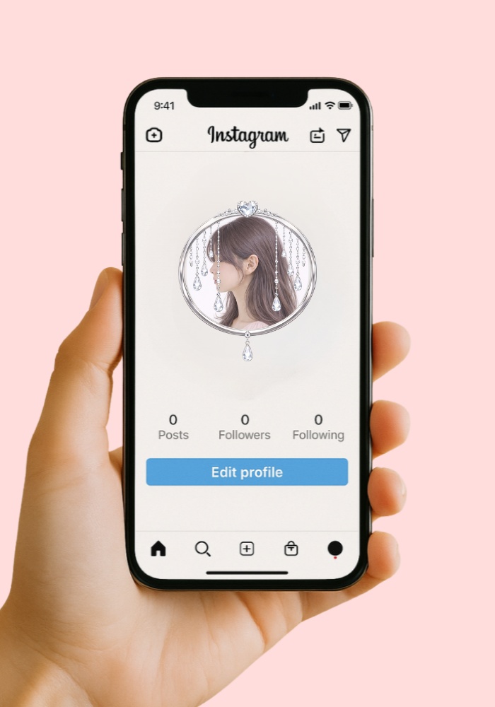 【アイコンリング】ハート&雫ジュエリー 4点セット|透過PNG|リボン・ティアラ・上品プリンセス フレーム素材