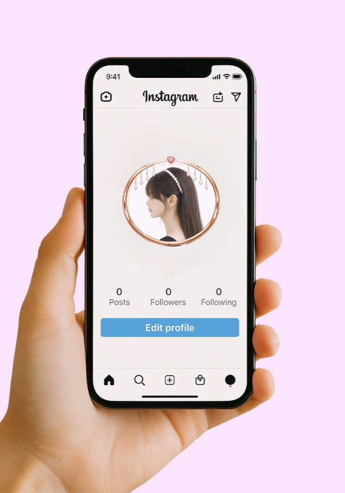 【アイコンリング】ローズゴールド プリンセス 4点セット|透過PNG|レース・ティアラ・ハート・雫 フレーム素材