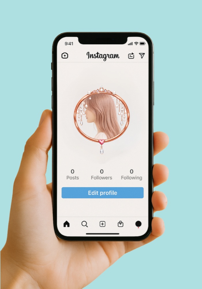 【アイコンリング】ローズゴールド プリンセス 4点セット|透過PNG|レース・ティアラ・ハート・雫 フレーム素材