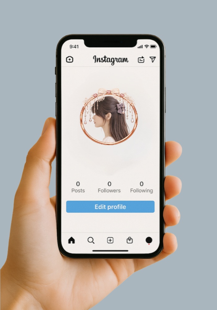 【アイコンリング】ローズゴールド プリンセス 4点セット|透過PNG|レース・ティアラ・ハート・雫 フレーム素材