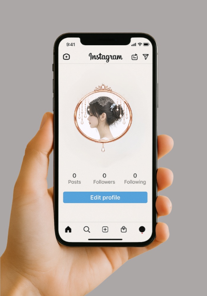 【アイコンリング】ローズゴールド プリンセス 4点セット|透過PNG|レース・ティアラ・ハート・雫 フレーム素材