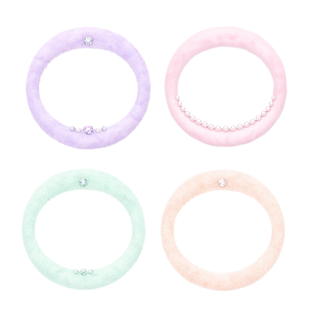【アイコンリング】ふわふわファー アイコンリング 4点セット|透過PNG|パステルカラー・宝石&パール|姫系・大人ガーリー