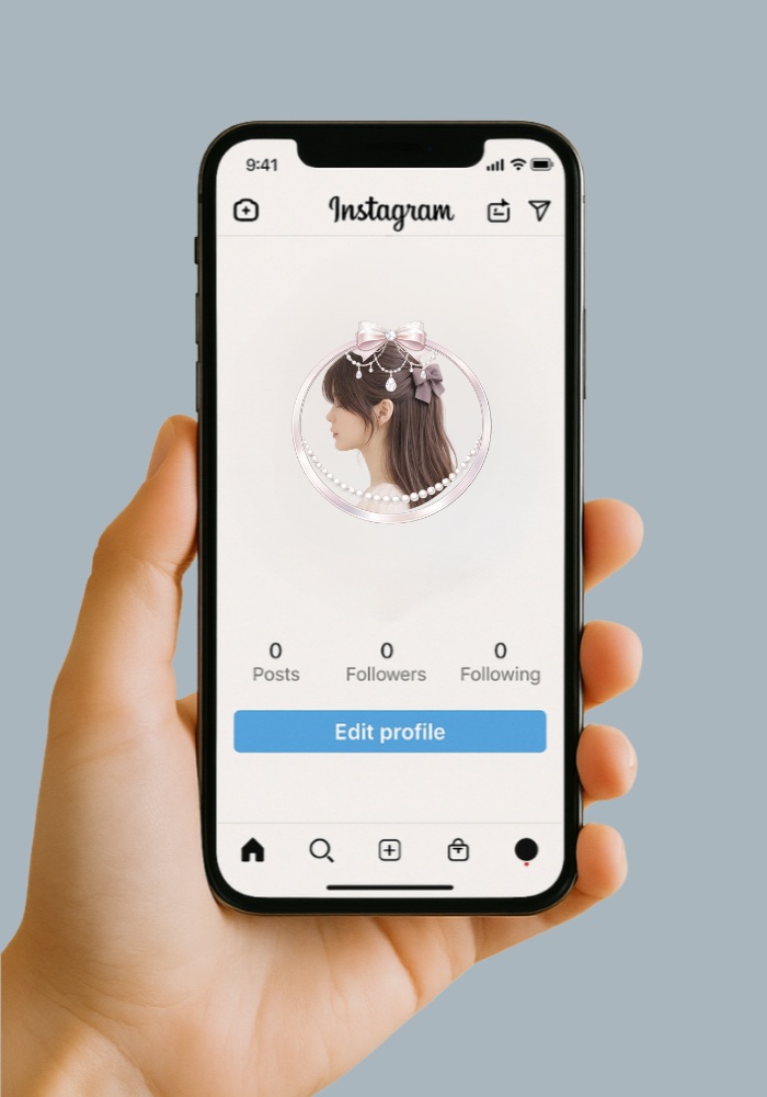 【アイコンリング】オーロラ&リボン プリンセス アイコンリング 4点セット|透過PNG|上品ガーリー・ブライダル|パール&雫ジュエル