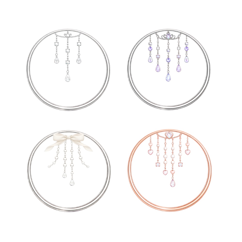 【アイコンリング】ジュエルガーランド アイコンリング 4点セット|透過PNG|上品プリンセス・ブライダル|雫宝石