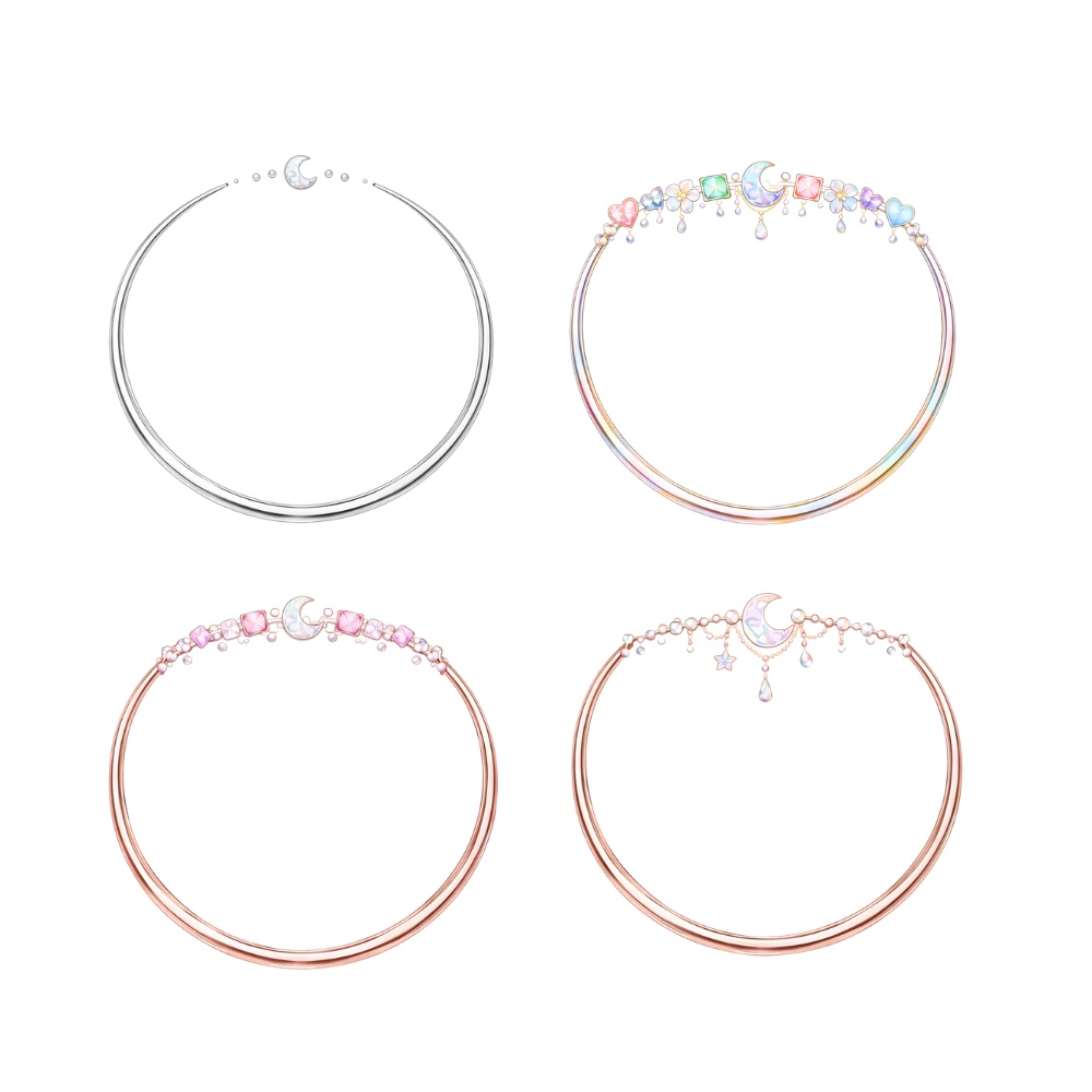 【アイコンリング】ムーン&ドリームジュエル アイコンリング|透過PNG|4点セット|月・星・ハート・オーロラ|幻想ガーリー
