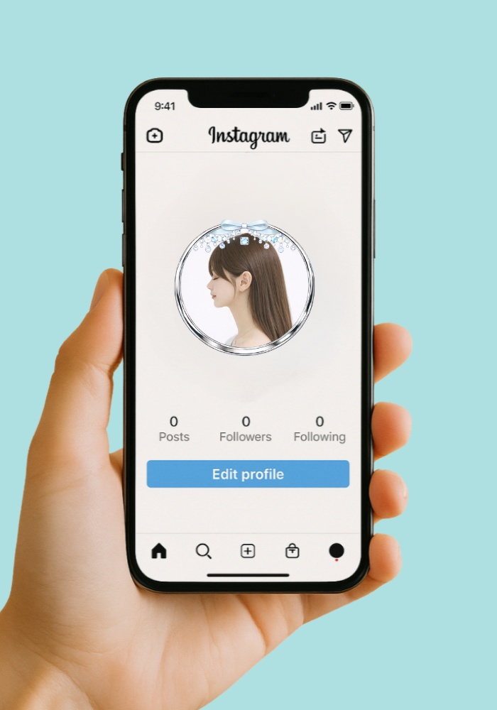 【アイコンリング】リボン×ジュエル 上品プリンセス 4点セット|透過PNG