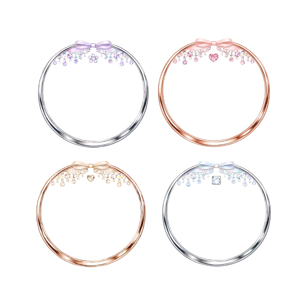 【アイコンリング】リボン&ジュエル アイコンリング 4点セット|上品ガーリー・透過PNG・プロフィール装飾