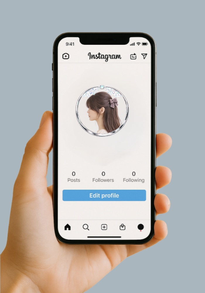 【アイコンリング】クリスタル雫とフラワーの上品アイコンリング 4点セット|透過PNG
