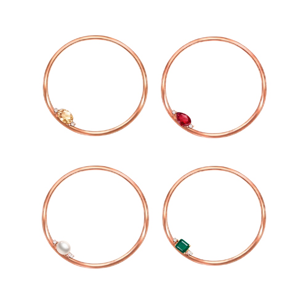 【アイコンリング】ローズゴールド 宝石ワンポイント4点セット|大人上品・ミニマル・透過PNG