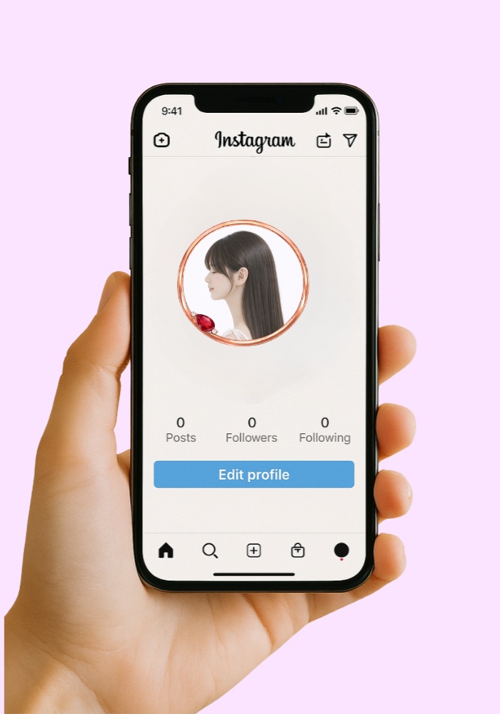 【アイコンリング】ローズゴールド 宝石ワンポイント4点セット|大人上品・ミニマル・透過PNG