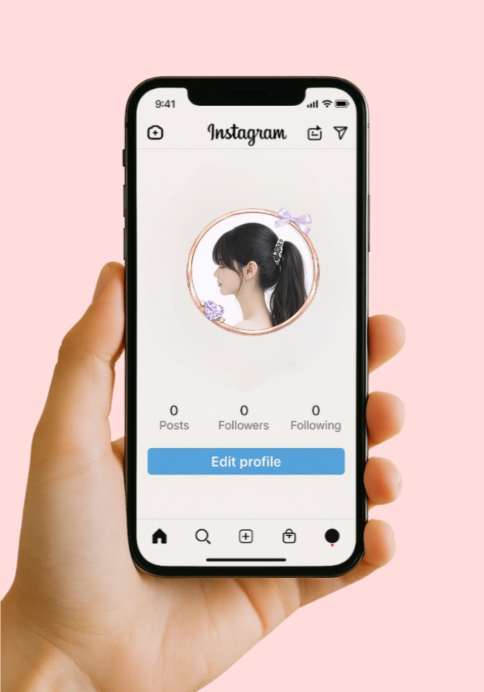 【アイコンリング】リボン&ハートジュエル アイコンリング 4点セット|ローズゴールド・大人ガーリー・透過PNG