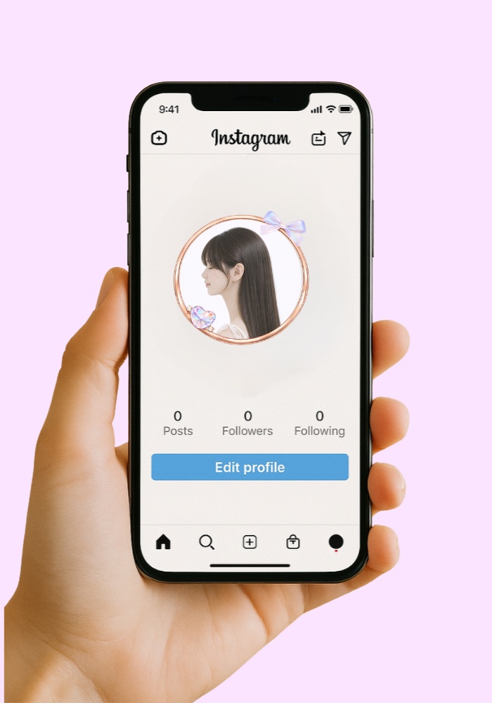 【アイコンリング】リボン&ハート宝石 4点セット|ピンクゴールド|上品ガーリー・透明感PNG