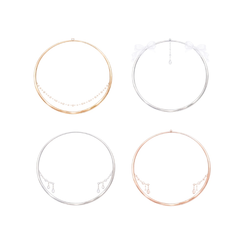 【アイコンリング】上品ミニマル パール&リボン 4点セット|透過PNG|シンプルガーリー・ブライダル風・透明感PNG