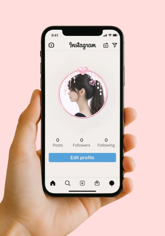 【アイコンリング】ハートプリンセス アイコンリング 4点セット|ピンク・シルバー・オーロラ|パール&ジュエリー風 透過PNG