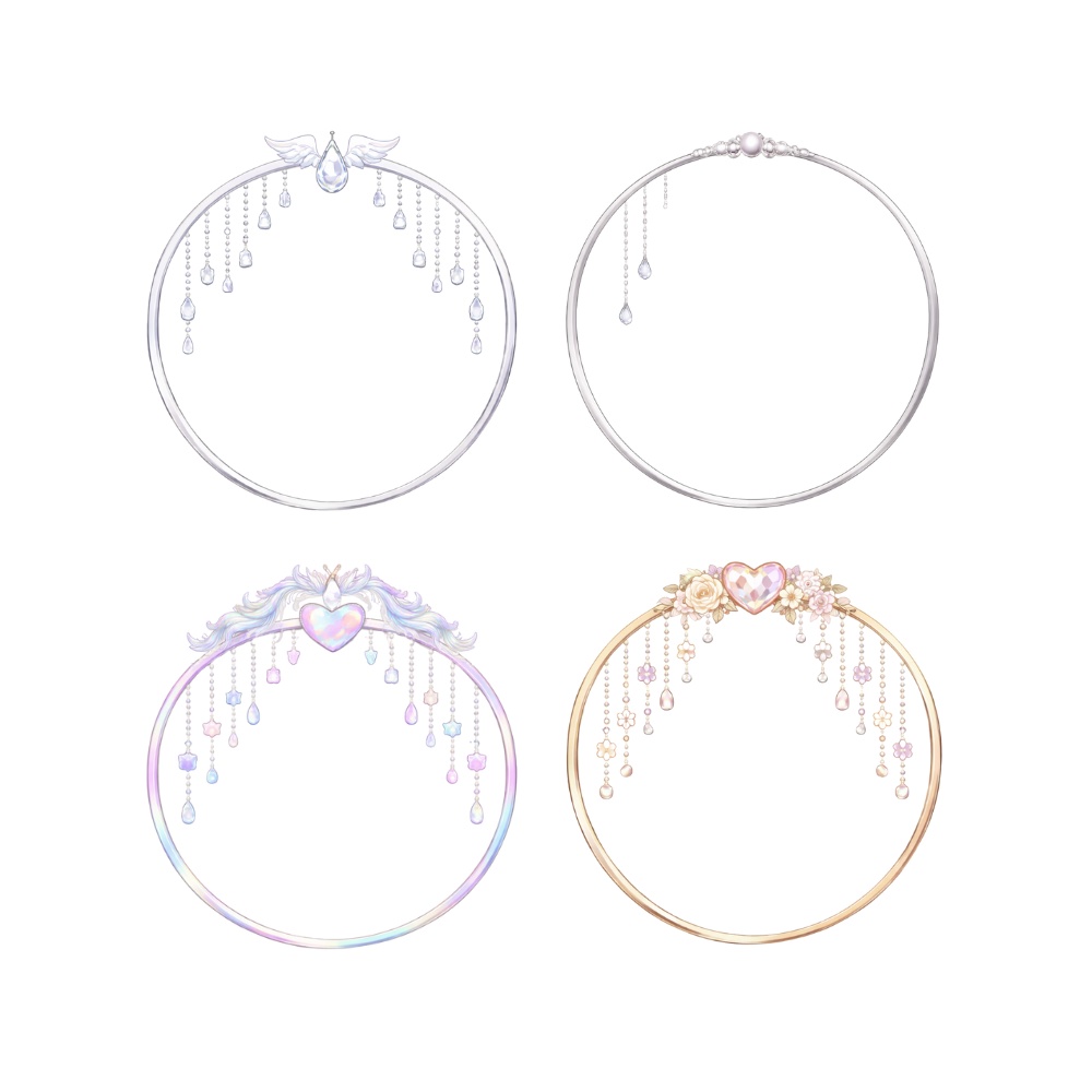 【アイコンリング】夢かわ天使&ユニコーン アイコンリング4点セット|オーロラ・パール・フラワー|透過PNG