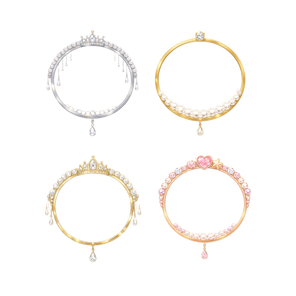 【アイコンリング】ティアラ&パール ジュエリーアイコンリング 4点セット|ブライダル・姫系・高見えフレーム