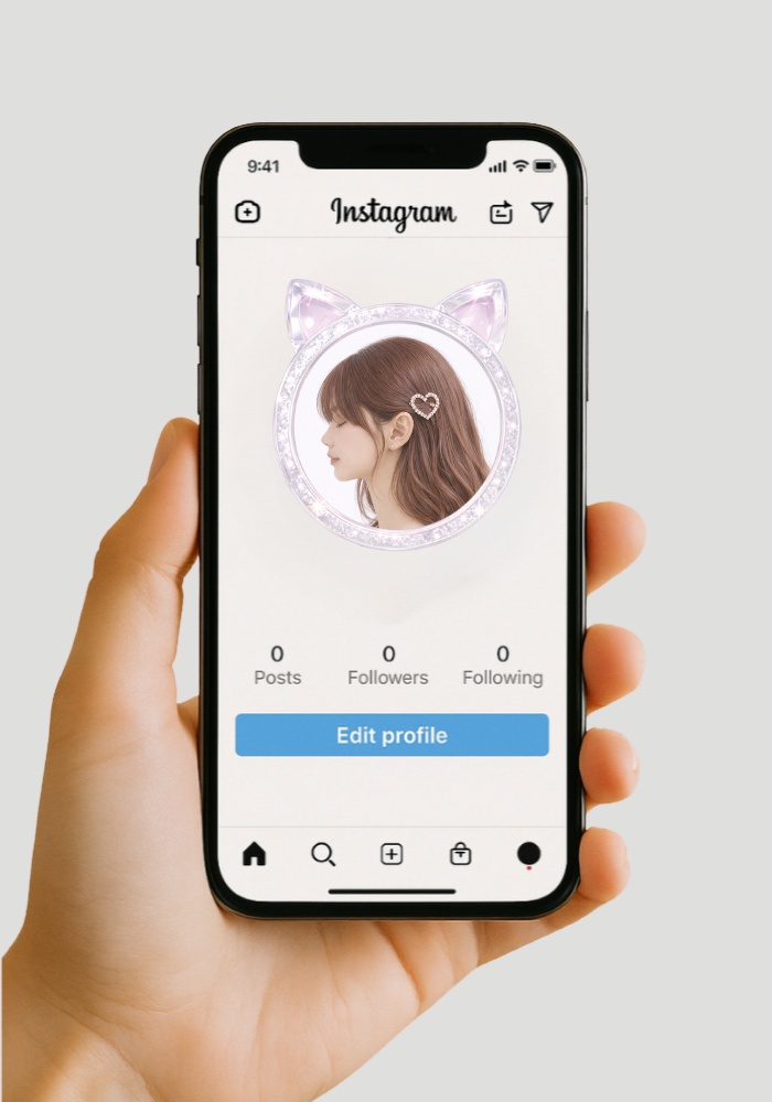 【アイコンリング】ファンシー耳付きアイコンリング6点セット|透過PNG|うさぎ・くま・ねこ・ハート|量産型・推し活・SNSアイコン