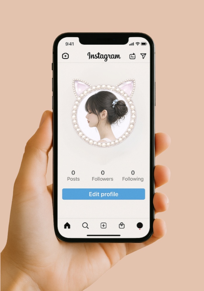 【アイコンリング】ファンシー耳付きアイコンリング6点セット|透過PNG|うさぎ・くま・ねこ・ハート|量産型・推し活・SNSアイコン