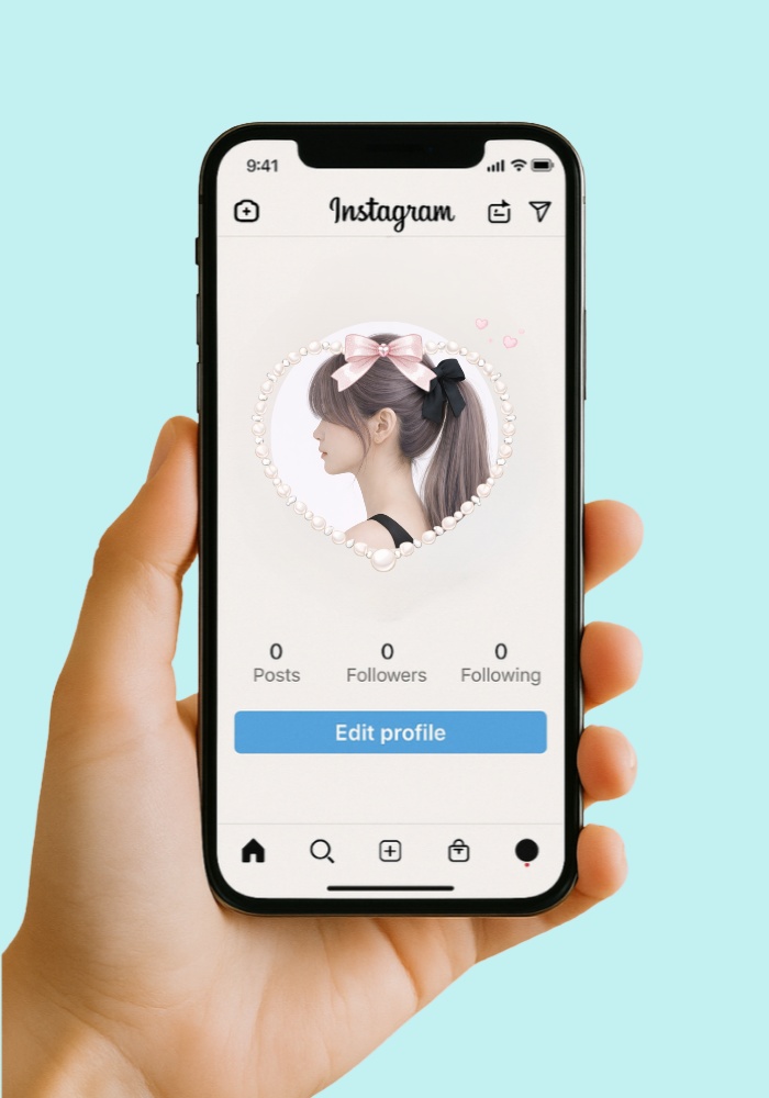 【アイコンリング】パール×リボン プリンセスアイコンリング 4点セット|ハート・レース・上品ガーリー|透過PNG