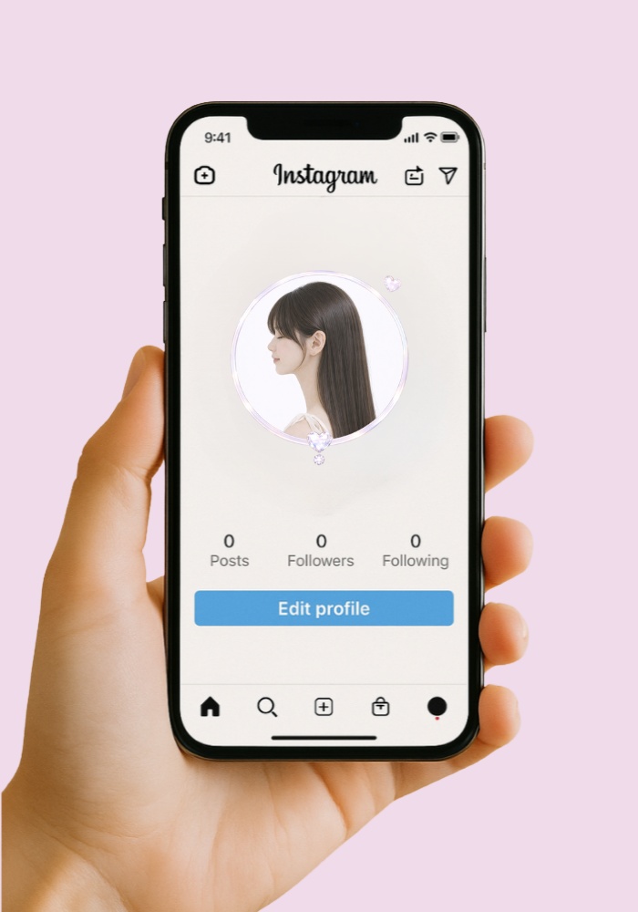 【アイコンリング】クリア&オーロラ ハートパールアイコンリング 4点セット|透明感・上品ガーリー|透過PNG