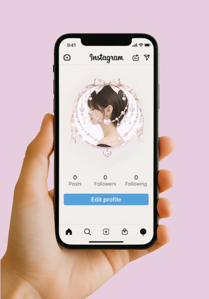 【アイコンリング】シャンデリアリボン&パール ハートアイコンリング 4点セット|上品プリンセス・透明感|透過PNG