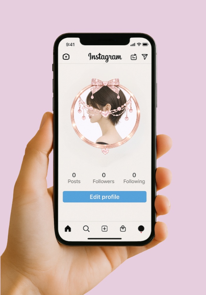 【アイコンリング】リボン×シャンデリア ハートジュエルアイコンリング 4点セット|カラーバリエーション・上品プリンセス|透過PNG