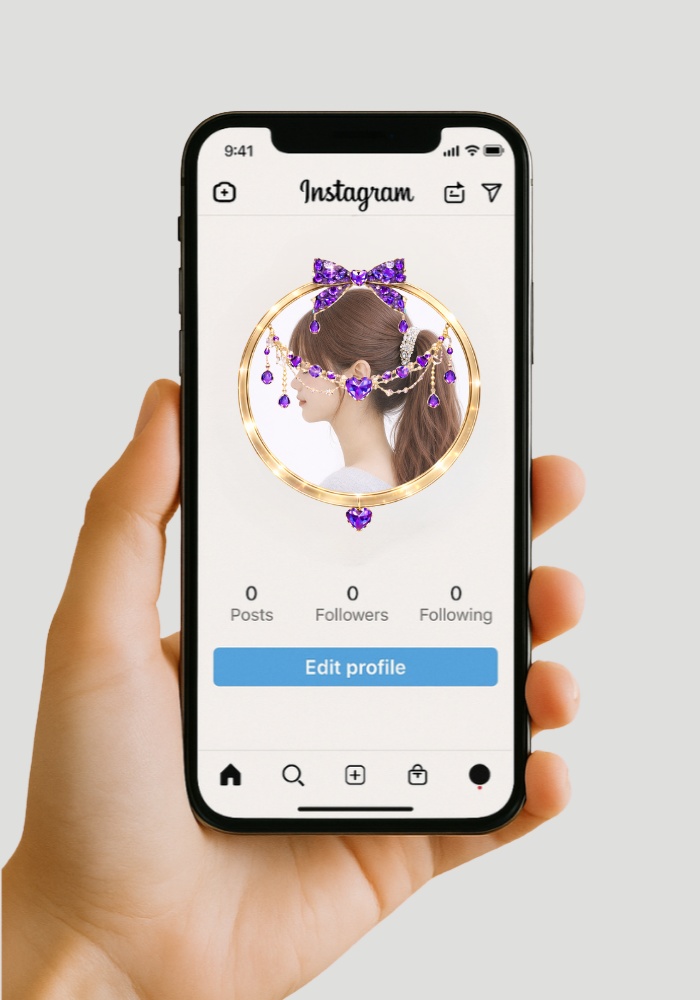 【アイコンリング】リボン×シャンデリア ハートジュエルアイコンリング 4点セット|カラーバリエーション・上品プリンセス|透過PNG