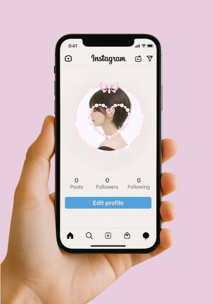 【アイコンリング】パールハート&リボン きらめきアイコンリング 4点セット|淡色ガーリー・透明感|透過PNG