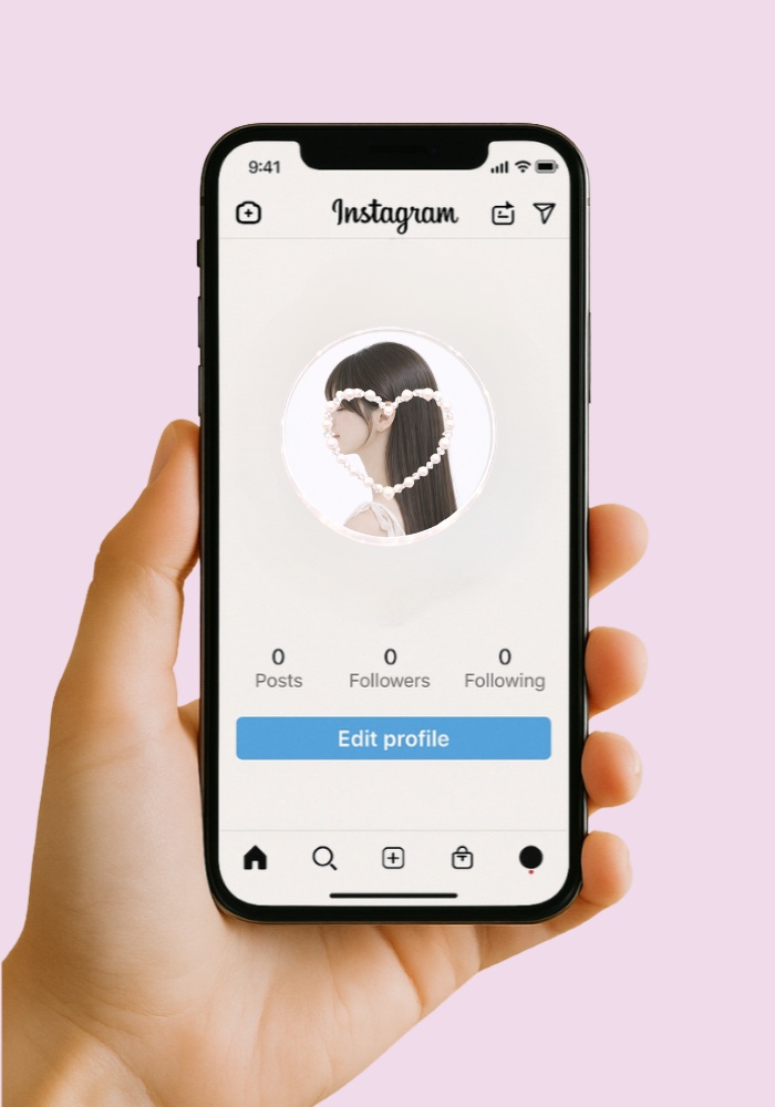 【アイコンリング】パールハート&リボン きらめきアイコンリング 4点セット|淡色ガーリー・透明感|透過PNG