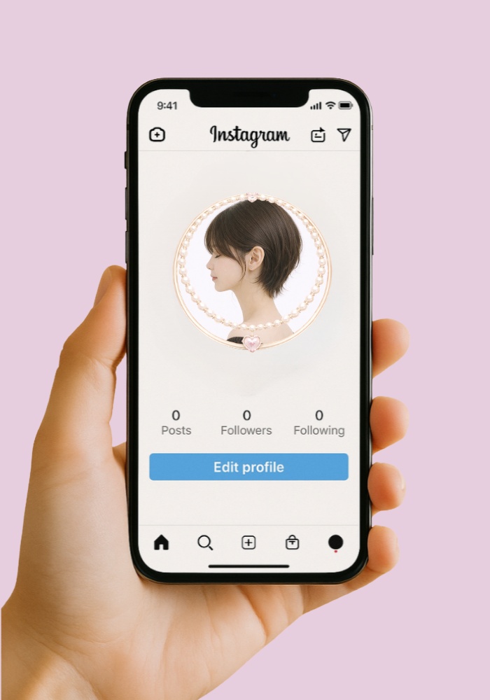 【アイコンリング】パール&フラワー 上品プリンセスアイコンリング 4点セット|ハート・ブライダル風|透過PNG