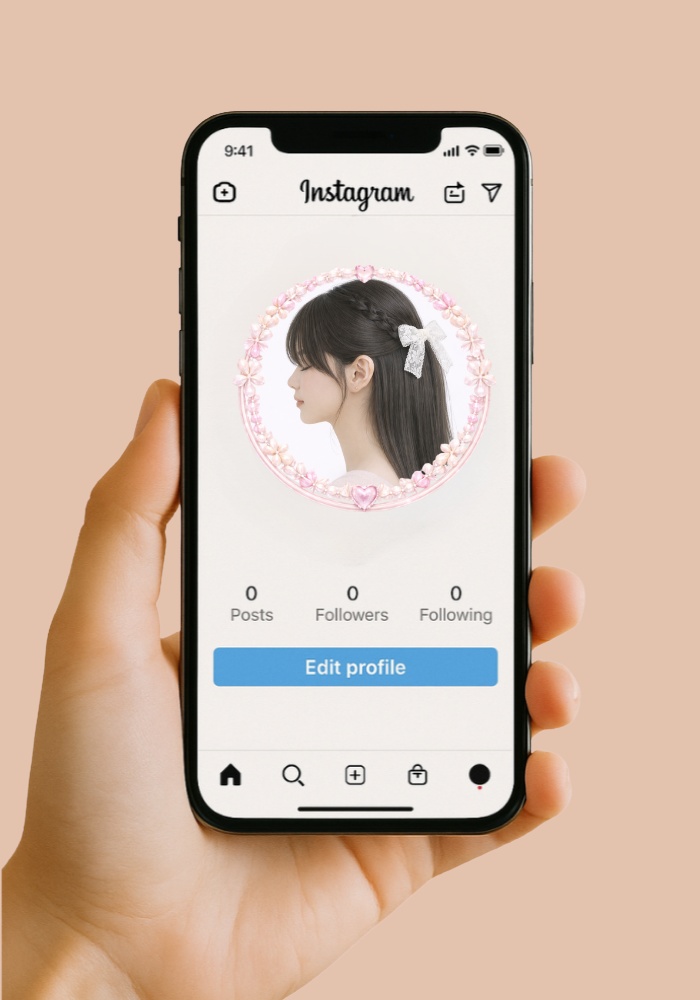 【アイコンリング】パール&フラワー 上品プリンセスアイコンリング 4点セット|ハート・ブライダル風|透過PNG